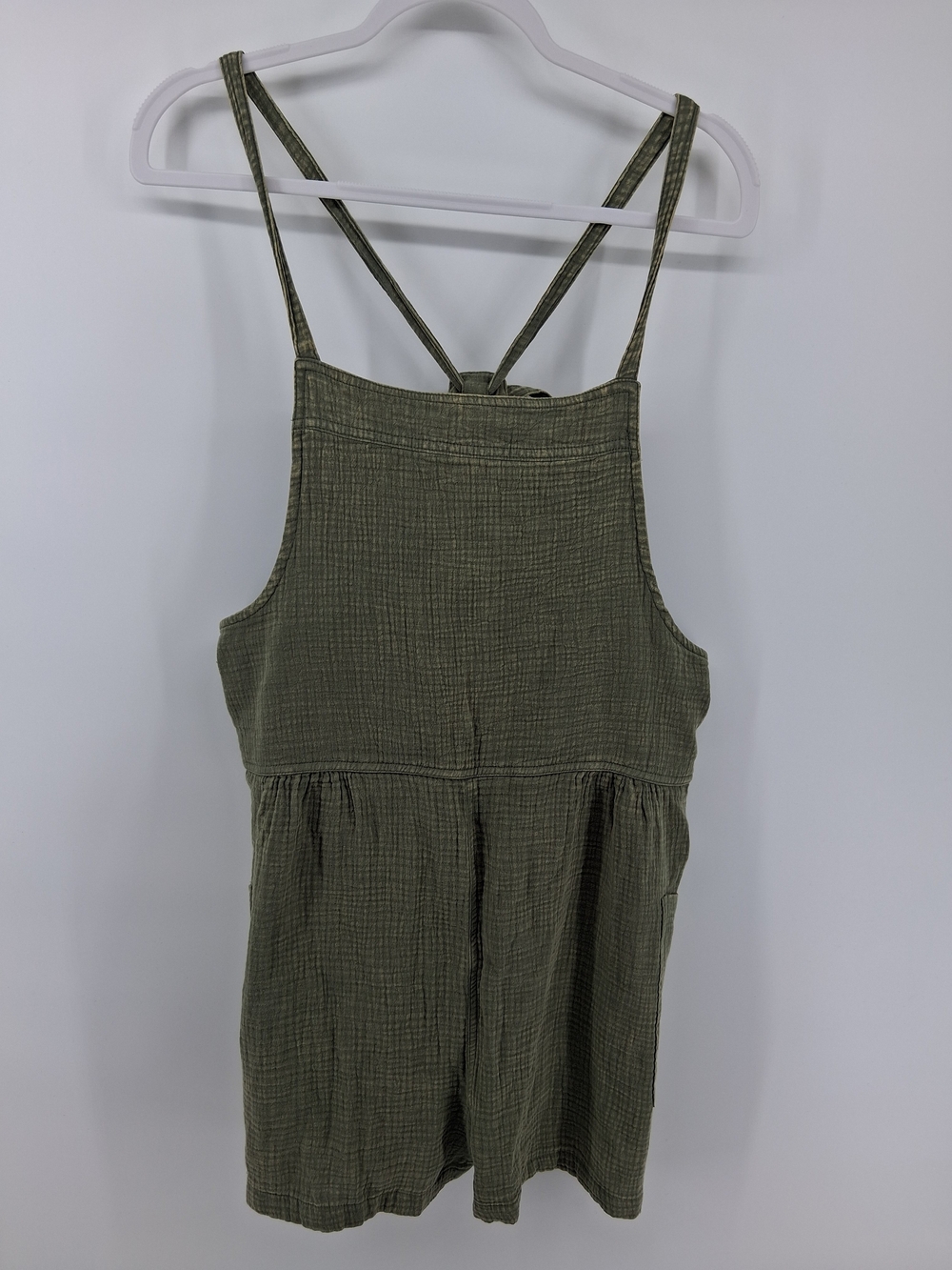 Zenana Olive-Green Crinkle Romper - Women's Strappy Jumpsuit Several Sizes
